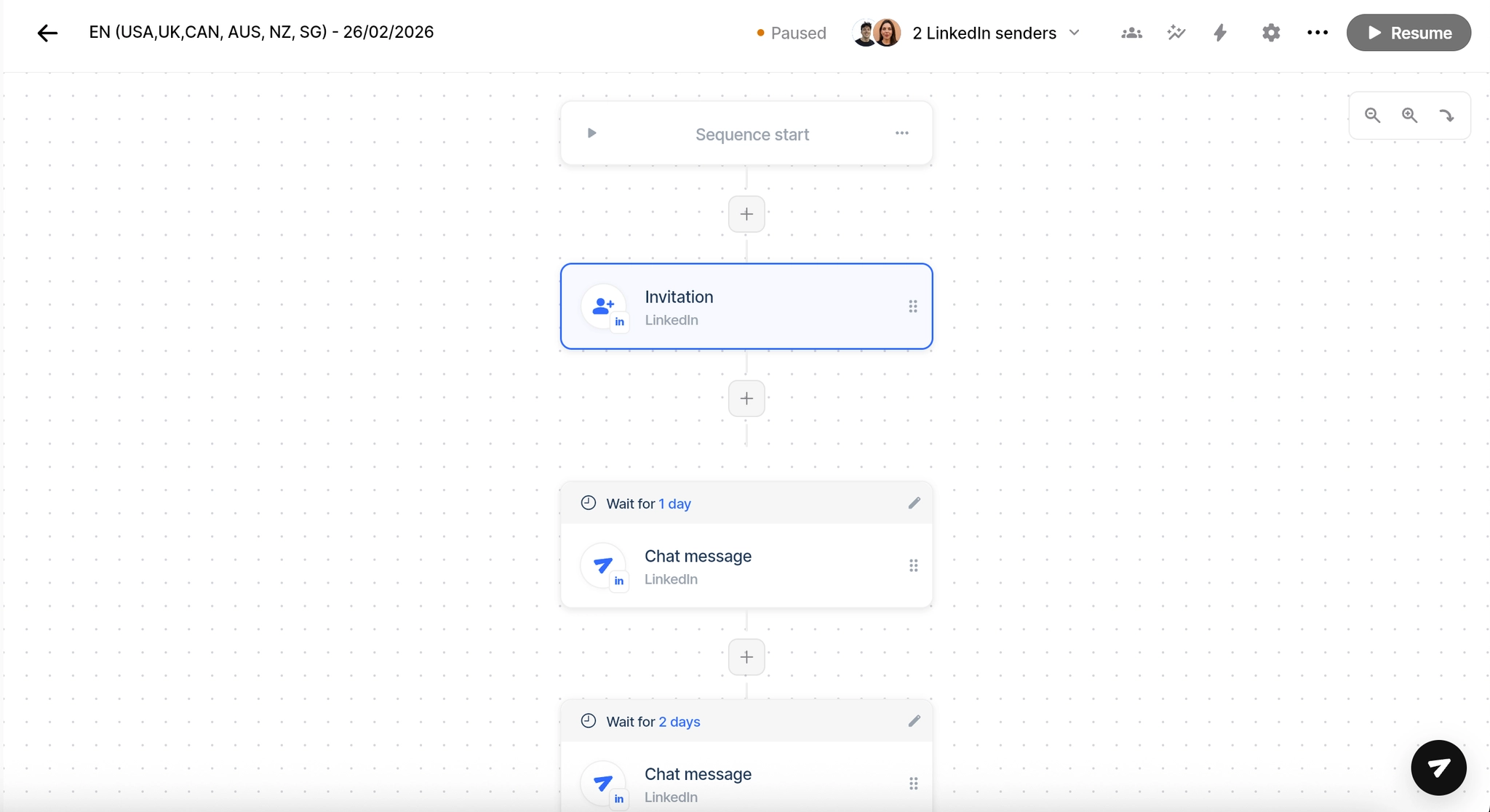 Looply campaign sequence and sender control screenshot
