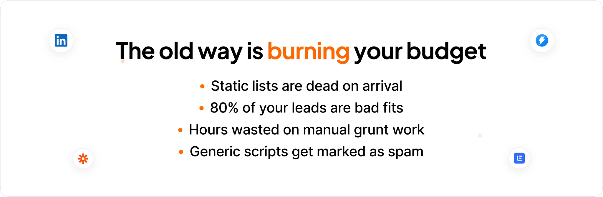 Static-list outreach pain points and budget waste slide